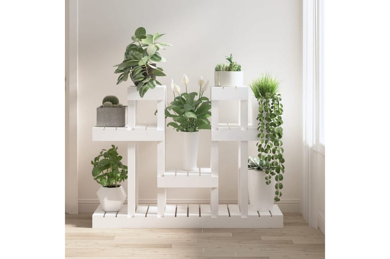 beBasic Växtställ vit 104,5x25x77,5 cm massiv furu - White - Inredning - Kruka & ytterkruka