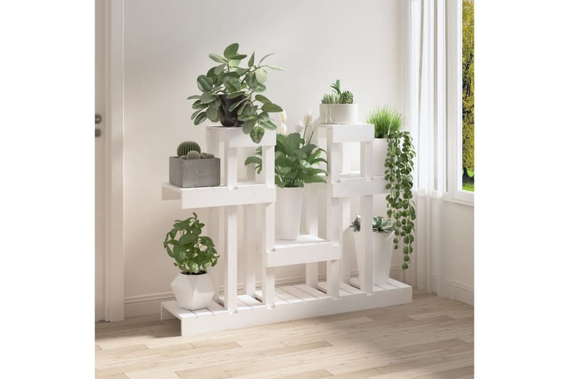 beBasic Växtställ vit 104,5x25x77,5 cm massiv furu - White - Inredning - Kruka & ytterkruka