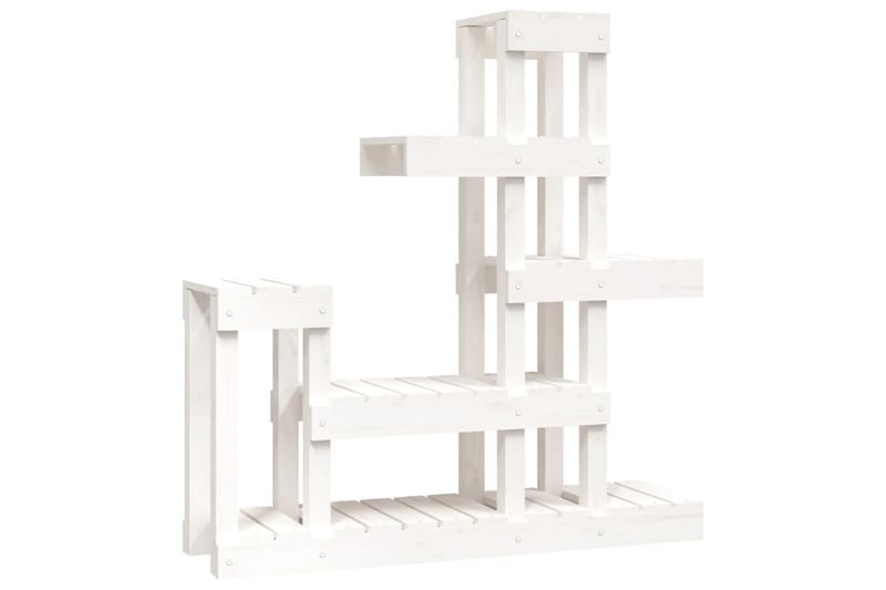 beBasic Växtställ vit 92x25x97 cm massiv furu - White - Inredning - Kruka & ytterkruka