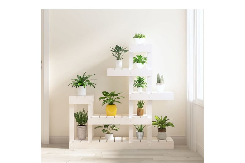 beBasic Växtställ vit 92x25x97 cm massiv furu - White - Inredning - Kruka & ytterkruka
