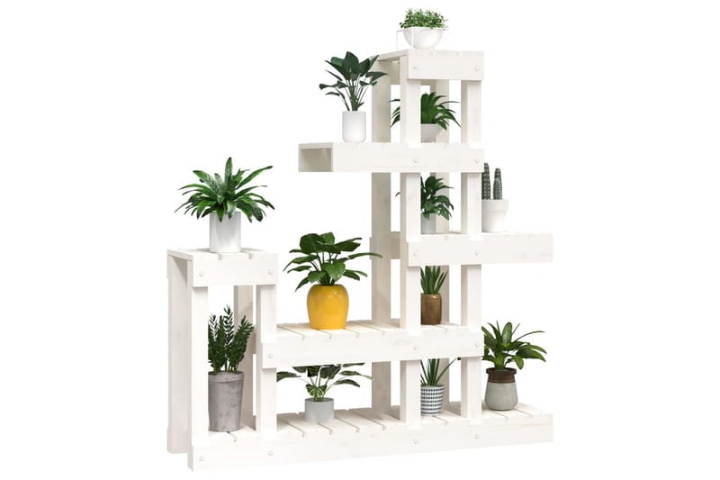 beBasic Växtställ vit 92x25x97 cm massiv furu - White - Inredning - Kruka & ytterkruka
