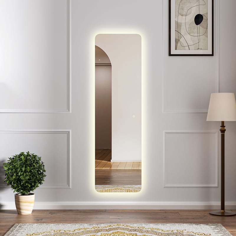 Stor spegel 170x50 cm | Justerbar LED-belysning med dimmer | Katarina - Belysning & el - Badrumsbelysning