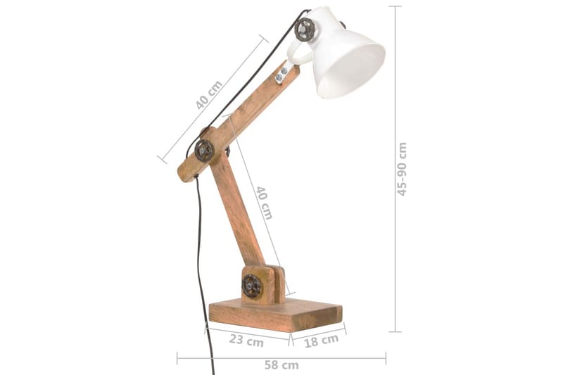 Skrivbordslampa industriell vit rund 58x18x90 cm E27 - be Basic - Läslampa bord - Skrivbordslampa