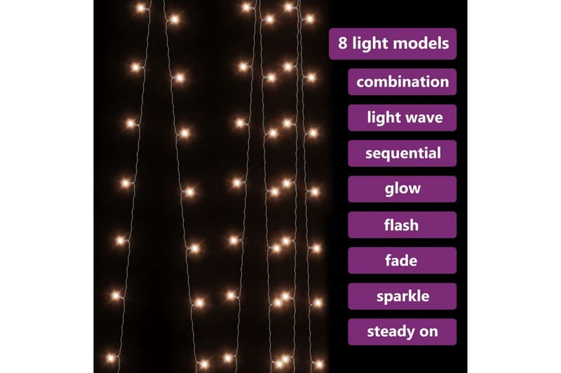 Ljusslinga draperi 3x3 m 300 lysdioder varmvit - Vit - Övrig julbelysning - Ljusslinga