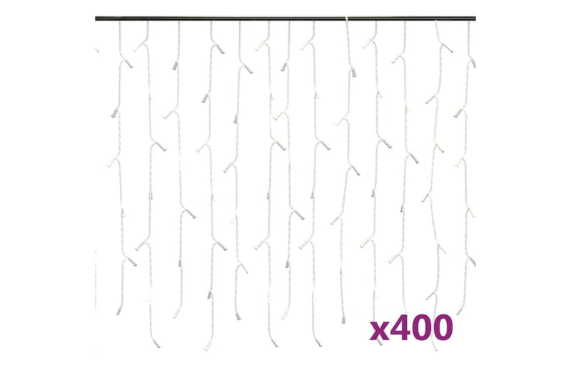 Ljusslinga draperi istappar 10 m 400 lysdioder kallvit - be Basic - Övrig julbelysning - Ljusslinga