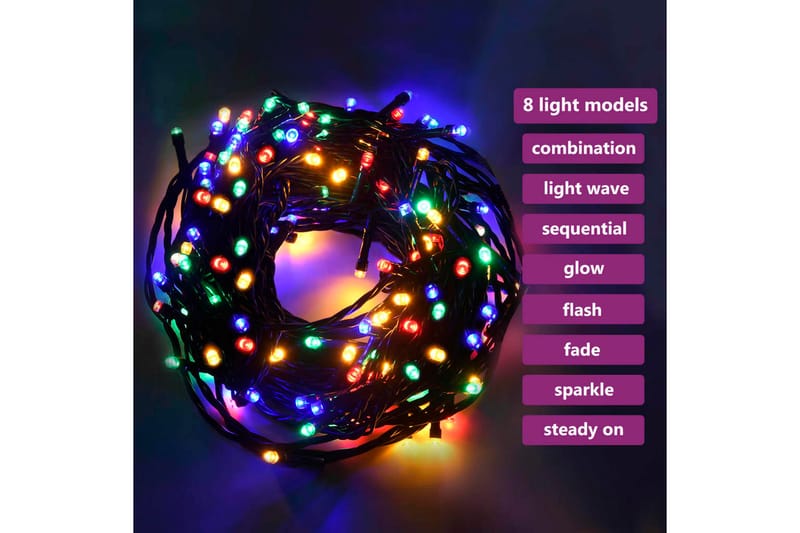 Ljusslinga med 400 lysdioder 40m 8 ljuseffekter flerfärgad - Flerfärgad - Övrig julbelysning - Ljusslinga