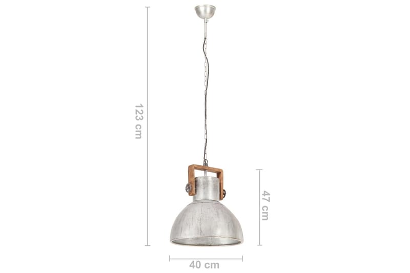Hänglampa industriell vintage 25 W silver rund 40 cm E27 - Silver - Belysning & el - Inomhusbelysning & lampor - Fönsterlampa - Fönsterlampa hängande