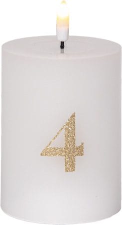 Flamme Advent LED Blockljus 4-pack 7.5 cm - vit med guldsiffror - Belysning & el - Inomhusbelysning & lampor - Dekorationsbelysning