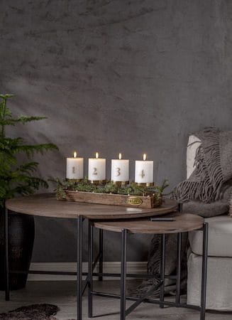 Flamme Advent LED Blockljus 4-pack 7.5 cm - vit med guldsiffror - Belysning & el - Inomhusbelysning & lampor - Dekorationsbelysning