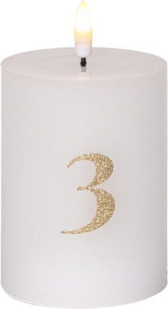 Flamme Advent LED Blockljus 4-pack 7.5 cm - vit med guldsiffror - Belysning & el - Inomhusbelysning & lampor - Dekorationsbelysning