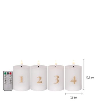 Flamme Advent LED Blockljus 4-pack 7.5 cm - vit med guldsiffror - Belysning & el - Inomhusbelysning & lampor - Dekorationsbelysning