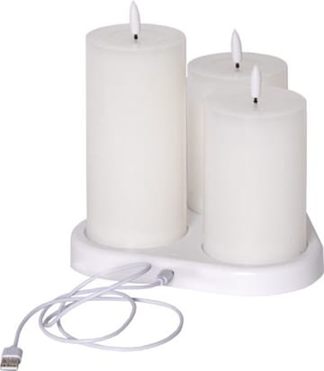 Flamme Charge LED Blockljus 3-pack 7.5 cm - vit - Belysning & el - Inomhusbelysning & lampor - Dekorationsbelysning
