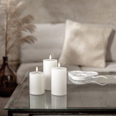 Flamme Charge LED Blockljus 3-pack 7.5 cm - vit - Belysning & el - Inomhusbelysning & lampor - Dekorationsbelysning