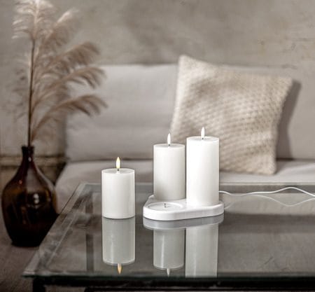 Flamme Charge LED Blockljus 3-pack 7.5 cm - vit - Belysning & el - Inomhusbelysning & lampor - Dekorationsbelysning