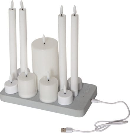 Flamme Charge LED Ljus 24 cm, vit