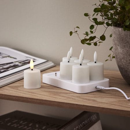 Flamme Charge LED Ljus 6-pack 14 cm - vit - Belysning & el - Inomhusbelysning & lampor - Dekorationsbelysning