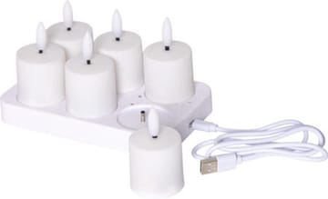 Flamme Charge LED Ljus 6-pack 14 cm - vit - Belysning & el - Inomhusbelysning & lampor - Dekorationsbelysning