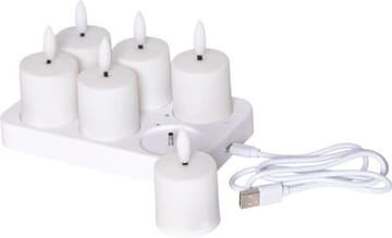 Flamme Charge LED Ljus 6-pack 14 cm - vit - Belysning & el - Inomhusbelysning & lampor - Dekorationsbelysning