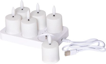 Flamme Charge LED Ljus 6-pack 14 cm - vit - Belysning & el - Inomhusbelysning & lampor - Dekorationsbelysning