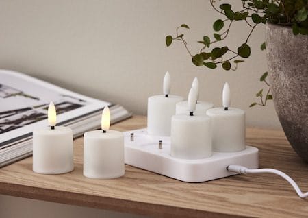 Flamme Charge LED Ljus 6-pack 14 cm - vit - Belysning & el - Inomhusbelysning & lampor - Dekorationsbelysning