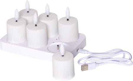 Flamme Charge LED Ljus 6-pack 14 cm - vit - Belysning & el - Inomhusbelysning & lampor - Dekorationsbelysning