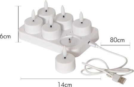 Flamme Charge LED Värmeljus 6-pack - vit - Belysning & el - Inomhusbelysning & lampor - Dekorationsbelysning