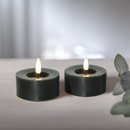 Flamme Flow LED Värmeljus 2-pack 7 cm - grön - Belysning & el - Inomhusbelysning & lampor - Dekorationsbelysning