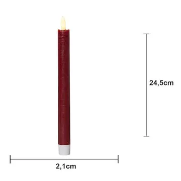 Flamme Rustic LED Antikljus 2-pack 24,5 cm - mörkröd - Belysning & el - Inomhusbelysning & lampor - Dekorationsbelysning