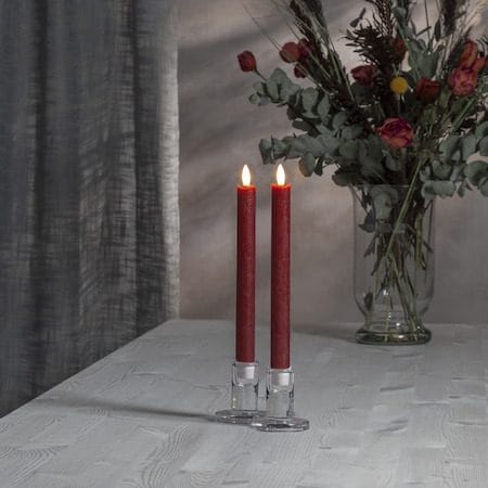 Flamme Rustic LED Antikljus 2-pack 24,5 cm - mörkröd - Belysning & el - Inomhusbelysning & lampor - Dekorationsbelysning