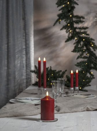 Flamme Rustic LED Antikljus 2-pack 15 cm - mörkröd - Belysning & el - Inomhusbelysning & lampor - Dekorationsbelysning