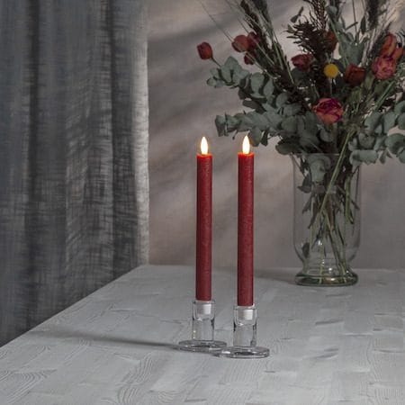 Flamme Rustic LED Antikljus 2-pack 24,5 cm - mörkröd - Belysning & el - Inomhusbelysning & lampor - Dekorationsbelysning