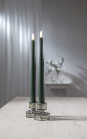 Flamme Slim LED Antikljus 2-pack 28,5 cm - mörkgrön - Belysning & el - Inomhusbelysning & lampor - Dekorationsbelysning