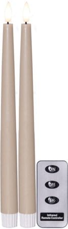 Flamme Slim LED Antikljus 2-pack 28,5 cm, beige