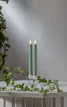 Flamme Stripe LED Antikljus 2-pack 25 cm - grön - Belysning & el - Inomhusbelysning & lampor - Dekorationsbelysning