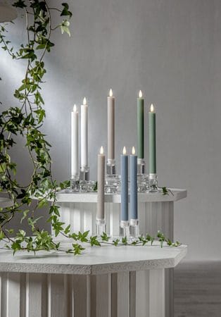 Flamme Stripe LED Antikljus 2-pack 25 cm - vit - Belysning & el - Inomhusbelysning & lampor - Dekorationsbelysning