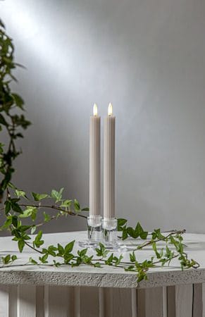 Flamme Stripe LED Antikljus 2-pack 25 cm - beige - Belysning & el - Inomhusbelysning & lampor - Dekorationsbelysning