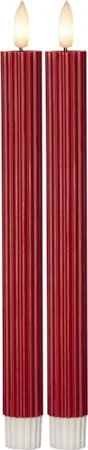 Flamme Stripe LED Antikljus 2-pack 25 cm, djupröd