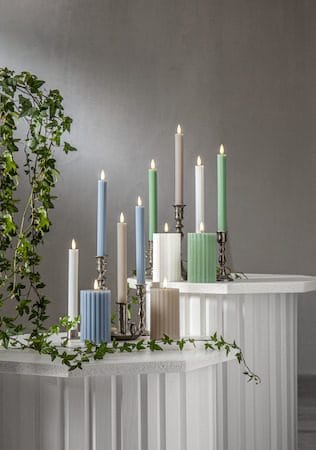 Flamme Stripe LED Antikljus 2-pack 25 cm - vit - Belysning & el - Inomhusbelysning & lampor - Dekorationsbelysning