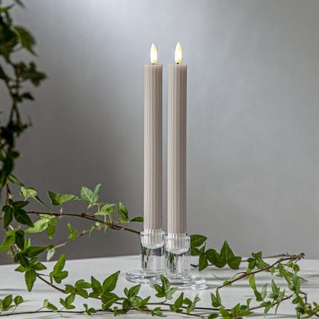 Flamme Stripe LED Antikljus 2-pack 25 cm - beige - Belysning & el - Inomhusbelysning & lampor - Dekorationsbelysning