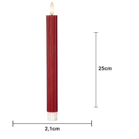 Flamme Stripe LED Antikljus 2-pack 25 cm - djupröd - Belysning & el - Inomhusbelysning & lampor - Dekorationsbelysning