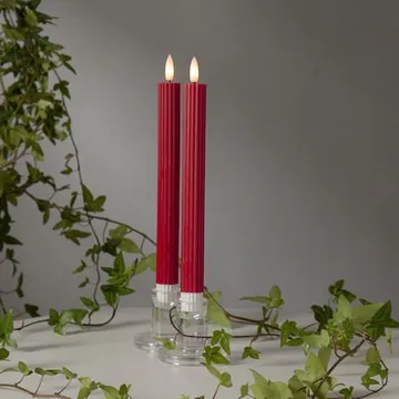 Flamme Stripe LED Antikljus 2-pack 25 cm - djupröd - Belysning & el - Inomhusbelysning & lampor - Dekorationsbelysning