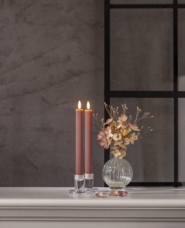 Flamme Stripe LED Antikljus 2-pack 25 cm - rosa - Belysning & el - Inomhusbelysning & lampor - Dekorationsbelysning