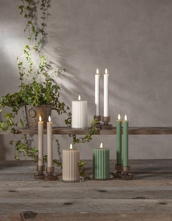 Flamme Stripe LED Antikljus 2-pack 25 cm - vit - Belysning & el - Inomhusbelysning & lampor - Dekorationsbelysning