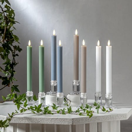 Flamme Stripe LED Antikljus 2-pack 25 cm - vit - Belysning & el - Inomhusbelysning & lampor - Dekorationsbelysning