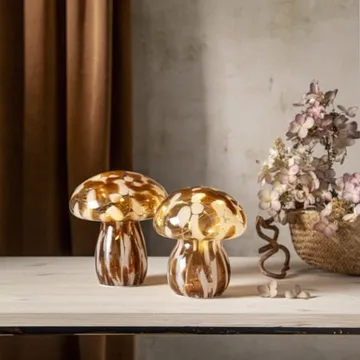 Funghi Glasdekoration 13 cm - brun/vit - Belysning & el - Inomhusbelysning & lampor - Dekorationsbelysning