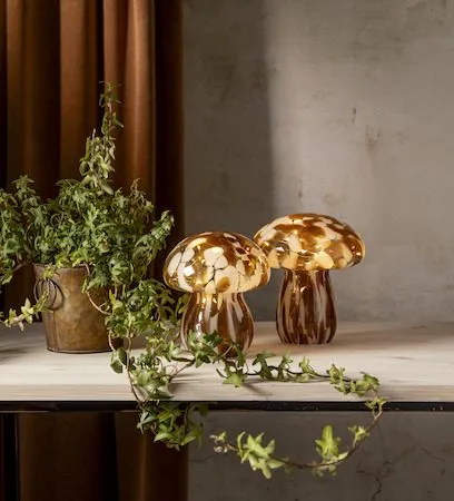 Funghi Glasdekoration 13 cm - brun/vit - Belysning & el - Inomhusbelysning & lampor - Dekorationsbelysning