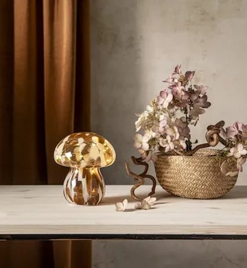 Funghi Glasdekoration 13 cm - brun/vit - Belysning & el - Inomhusbelysning & lampor - Dekorationsbelysning