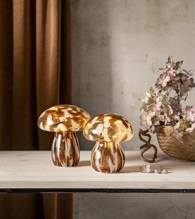 Funghi Glasdekoration 13 cm - brun/vit - Belysning & el - Inomhusbelysning & lampor - Dekorationsbelysning