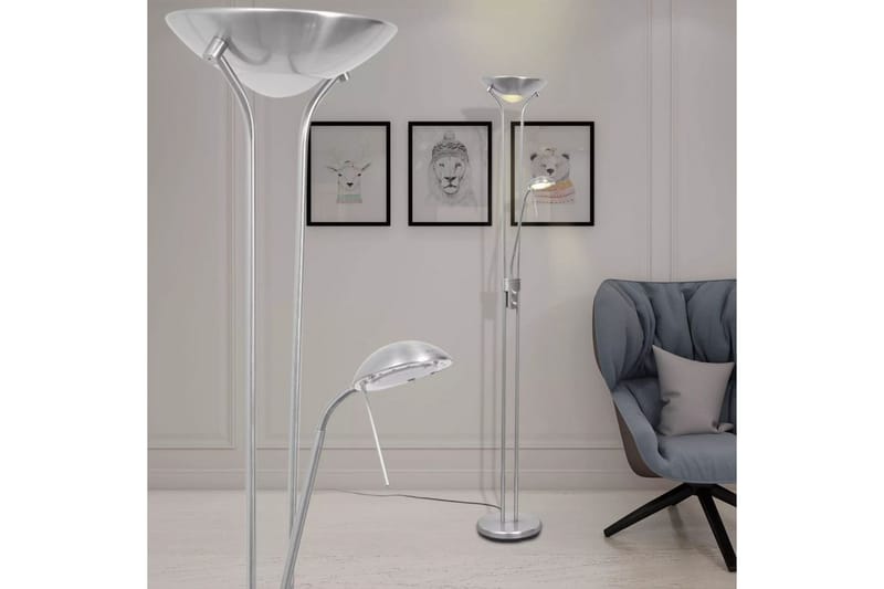 Dimbar golvlampa LED 23 W - Silver - Sovrumslampa - Vardagsrumslampa - Uplight golvlampa - Golvlampa