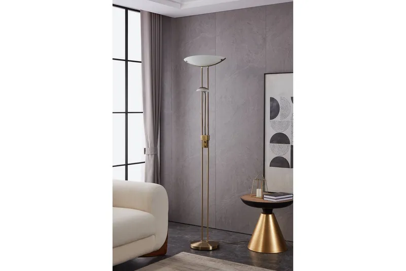 Golvlampa Eglo Baya Bronserad Vit - Vit/Mörkgrå - Belysning & el - Inomhusbelysning & lampor - Golvlampa - Tvåarmad golvlampa